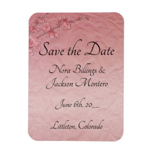 Íman Pink Cherry Blossoms Casamento Salve O Cartão De 