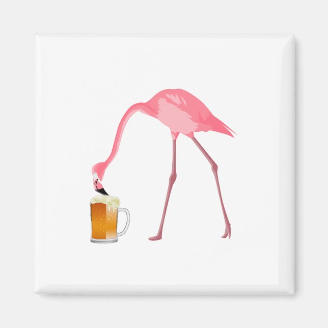 Íman Pink Flamingo Beer Lover (Frente)