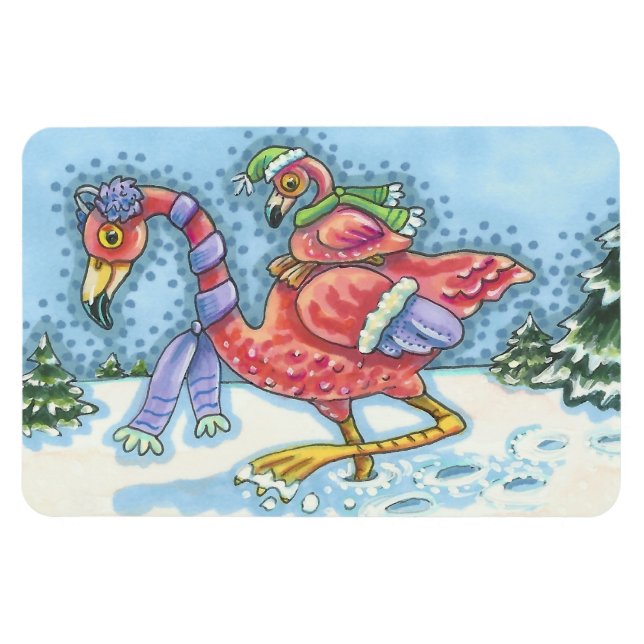 Íman PINK FLAMINGO SEEP SNOT CHRISTMAS MAGNET Retângulo (Horizontal)