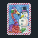 ÍMAN  PINK FLAMINGO SNOWMAN CHRISTMAS MAGNET<br><div class="desc">TRAGA UM SORRISO PARA SEUS FERIADOS COM ESTE FAZER NEVE FLAMINGO MAGNET Light Blue/Red Candy Cane Border ...  Procure Itens Correspondentes Susan Brack Design</div>