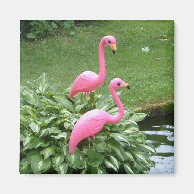 Íman PINK FLAMINGOS (quadrado) (Frente)