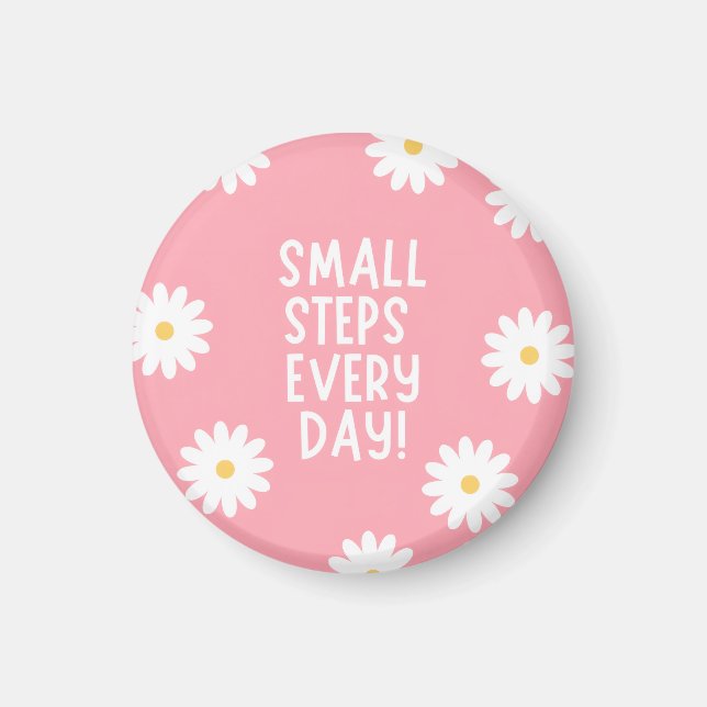 Íman Pink Floral Inspiration – Small Steps Every Day (Frente)