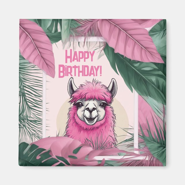 Íman Pink Happy Smiling Lama (Frente)