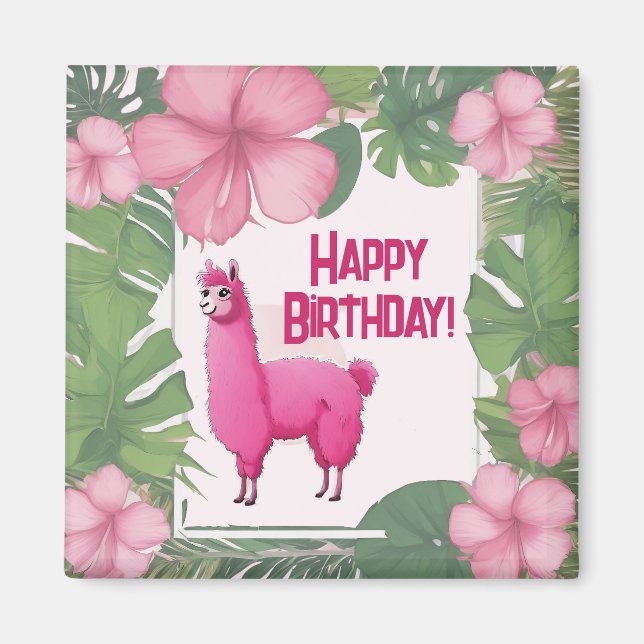 Íman Pink Happy Smiling Lama (Frente)