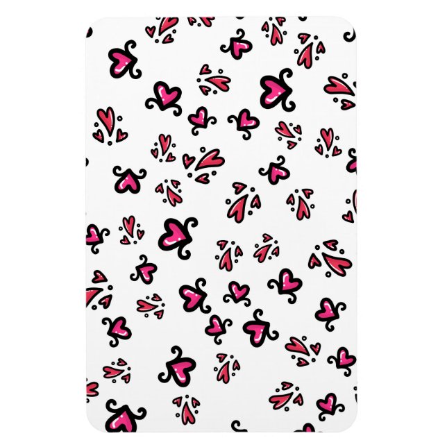 Íman Pink Hearts Pattern – Cute Doodle Design (Vertical)