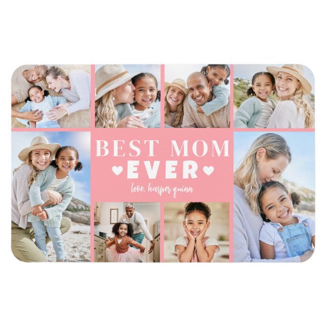 Íman Pink Mom Photo Collage (Horizontal)