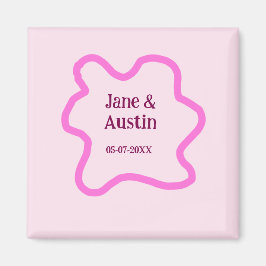 Íman Pink pastel retrorando borda do casamento data do 