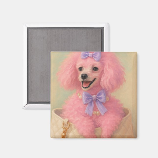 Íman Pink poodle magnet, poodle decor (Front/Back)