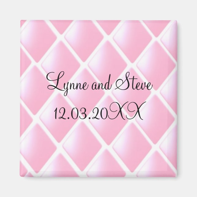 Íman Pink Quilted Diamond Save the Date (Frente)
