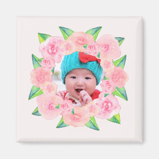Íman Pink Watercolor Floral Personalizado