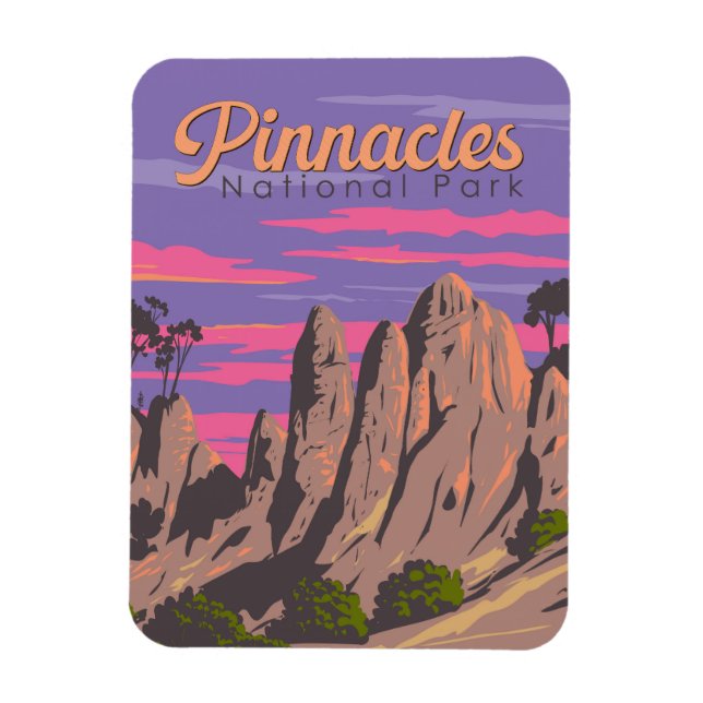 Íman Pinnacle National Park Illustration Viagem Art (Vertical)