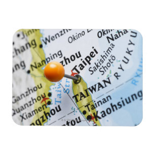 Íman Pino do mapa colocado em Taipé, Taiwan no mapa;