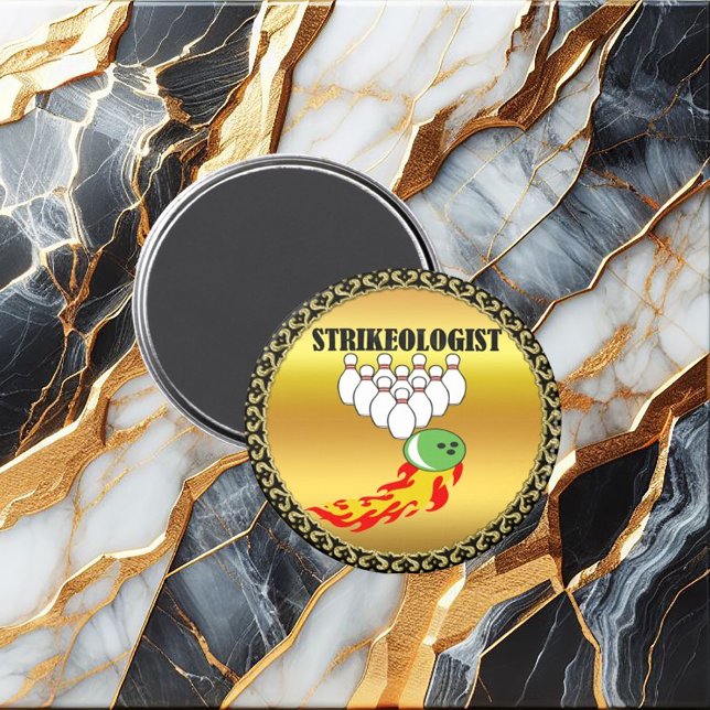 Íman Pinos e bolas de boliche com a palavra STRIKEOLOGI (Criador carregado)