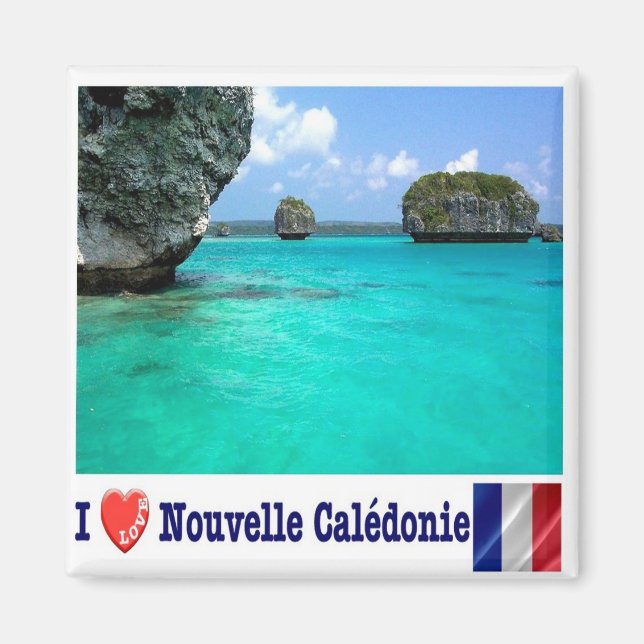 Íman PINS DES zNC010 ILE, NOVA CALEDONIA I Love, Fridge (Frente)