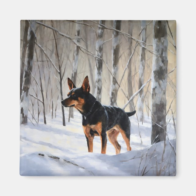 Íman Pinscher Miniatura Deixe Nevar Natal (Frente)
