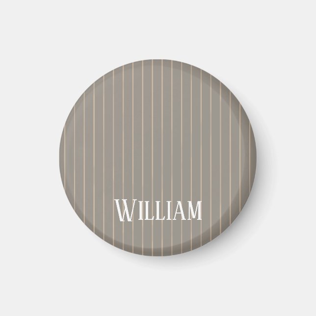 Íman Pinstripes bege personalizado (Frente)