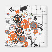 Pintinhos de Flores Laranja Grunge Tintas Escadas 