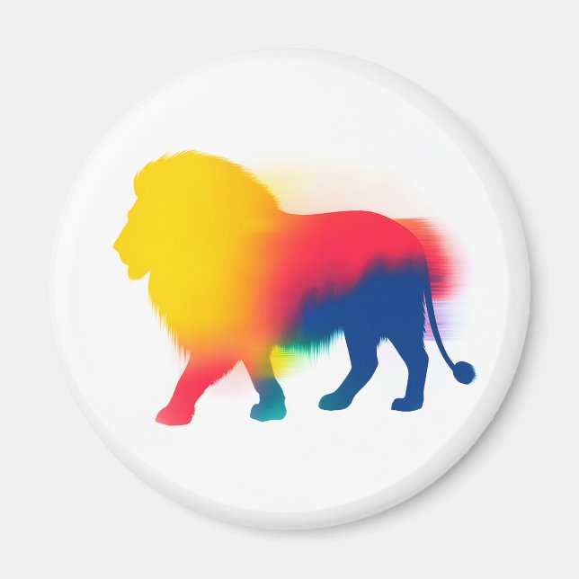 Íman Pintor Colorido Lion Silhouette (Frente)