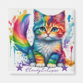 Íman Pintor Gatinho Arco-íris