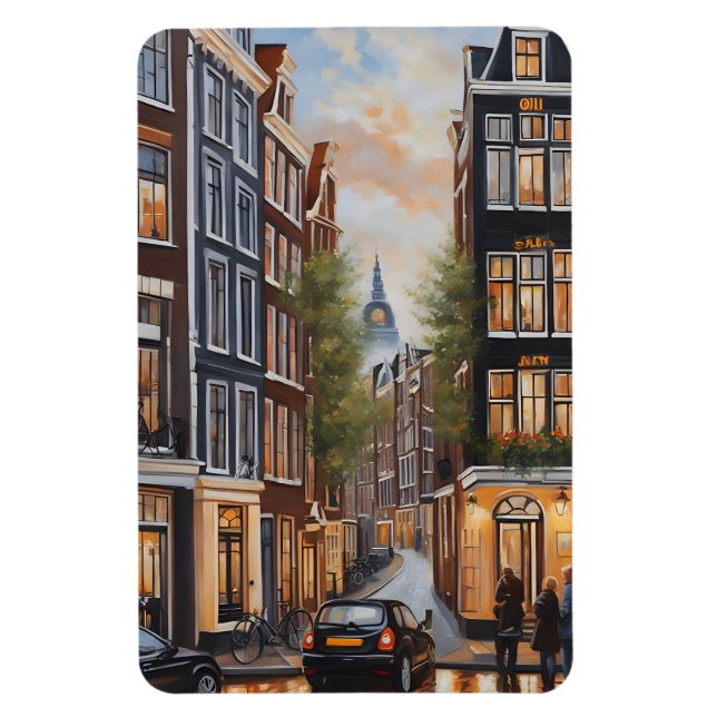 Íman pintura a óleo de Amsterdã (Vertical)