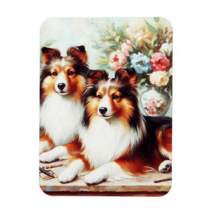 Íman Pintura A Óleo De Cachorros Retro