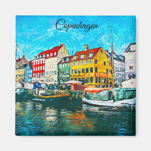 Íman Pintura a Óleo de Copenhagen na Frente Marítima de