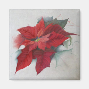 Íman Pintura a óleo do Natal da poinsétia