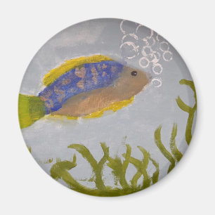 Íman Pintura acrílica de peixes com ímã de bolhas