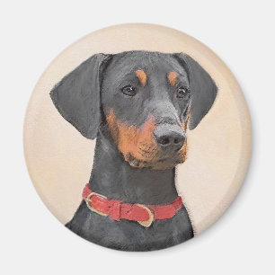 Íman Pintura Alemã Pinscher Pintura Original Arte Anima