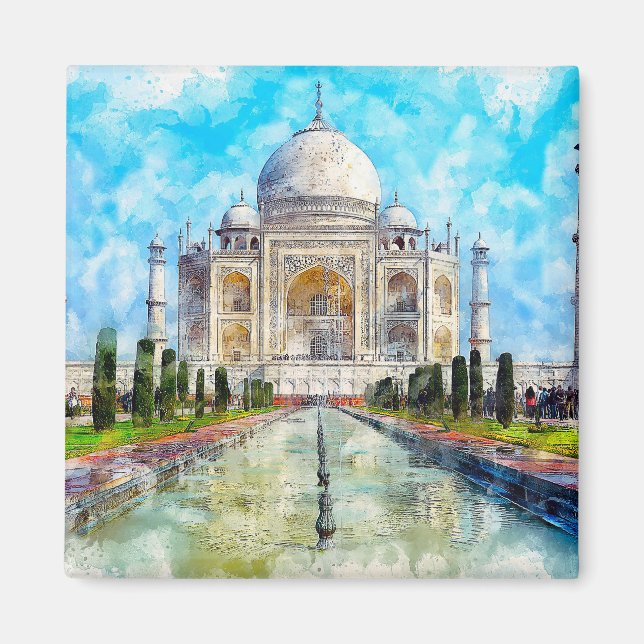 Íman pintura aquarela taj mahal (Frente)