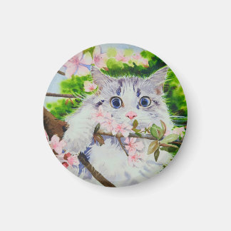 Íman Pintura aquosa de gato bonito