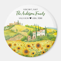 Pintura aquosa de girassóis na Toscana