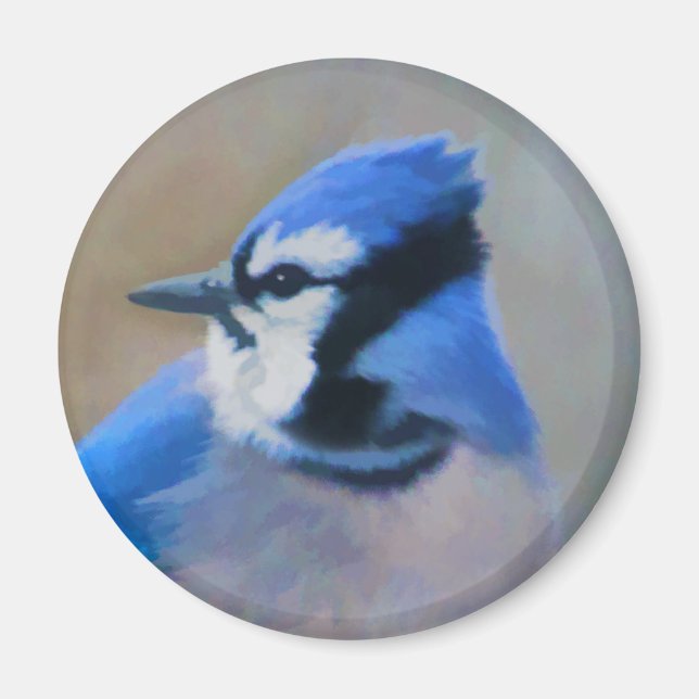 Íman Pintura Blue Jay - Arte Original para Pássaros (Frente)