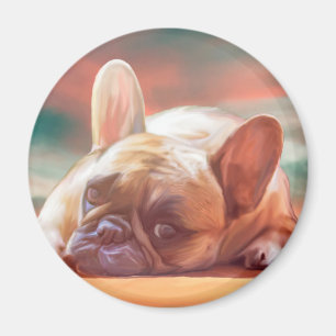 Íman Pintura bonito da arte da cor de água do buldogue