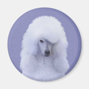 Íman Pintura Branca de Poodle Padrão - Arte Cão Origi