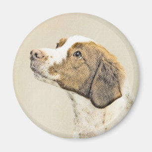 Íman Pintura Brittany - Arte Cachorro Original Bonita