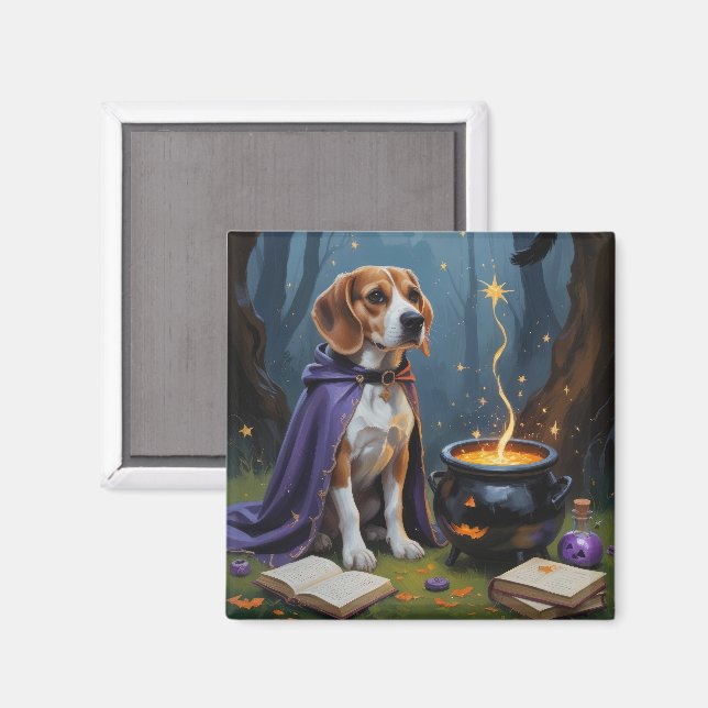 Íman Pintura caprichosa de Halloween de cachorro Beagle (Front/Back)