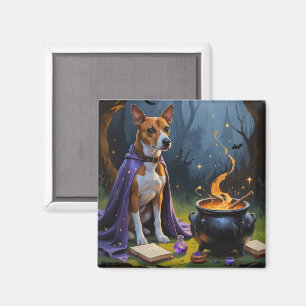 Íman Pintura caprichosa de Halloween do cão Basenji