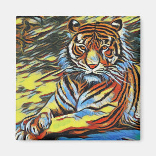 Íman Pintura Colorida de Tigre