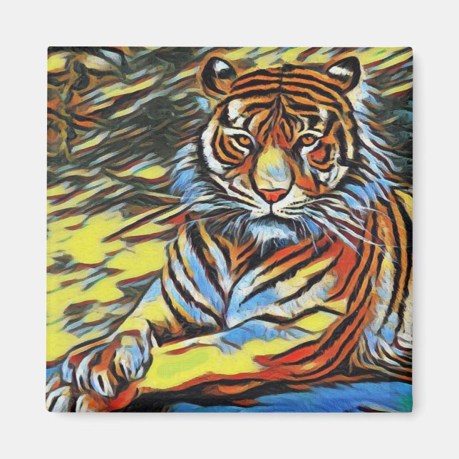Íman Pintura Colorida de Tigre (Frente)