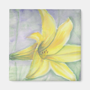 Íman Pintura com lírio amarelo no acrílico