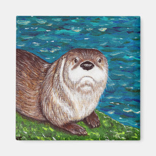 Íman Pintura com lontra do Rio Cheeky