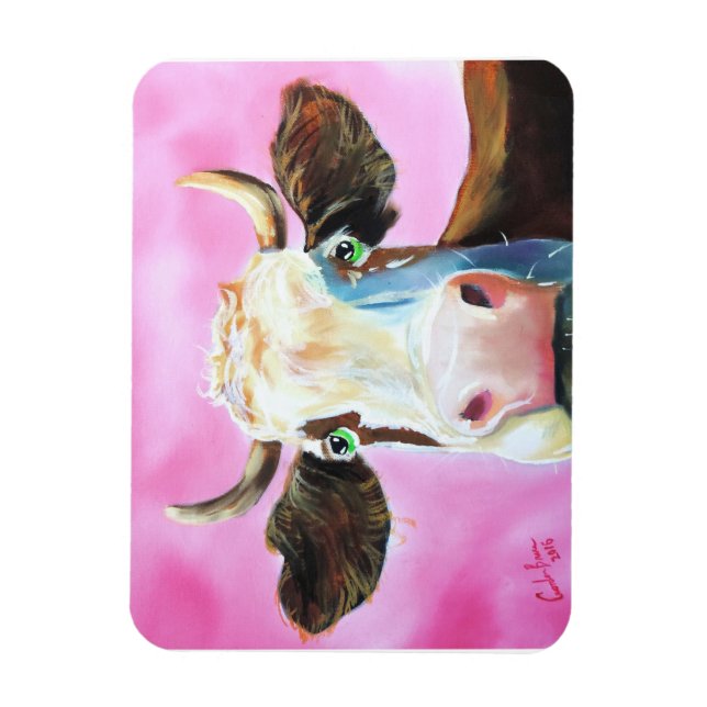 Íman Pintura com retrato de vaca em forma de cruz (Vertical)