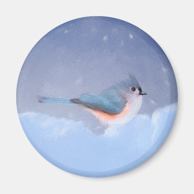 Íman Pintura com Titmouse Tufado - Arte Cachorra Origin (Frente)