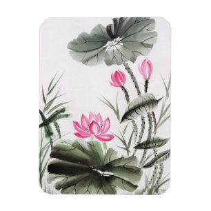 Íman Pintura da aguarela da flor de Lotus