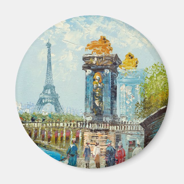 Íman Pintura Da Cena Da Torre Eiffel De Paris (Frente)