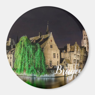 Íman Pintura da cidade antiga de Bruges e da torre de B