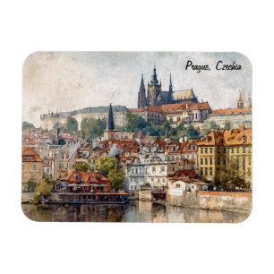 Íman Pintura da Cidade Vintage Praga República Checa
