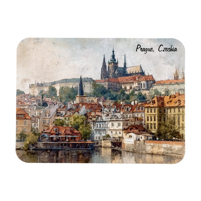 Íman Pintura da Cidade Vintage Praga República Checa  (Horizontal)