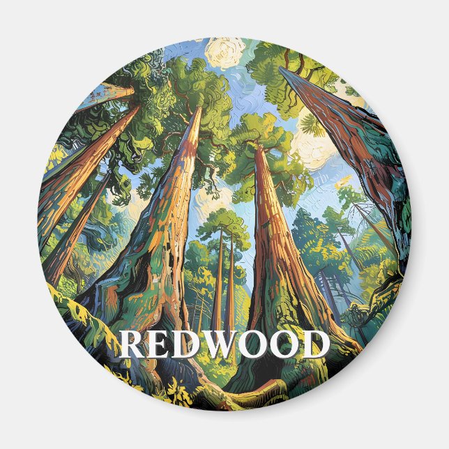 Íman Pintura da Floresta do Parque Nacional Redwoods Ca (Frente)